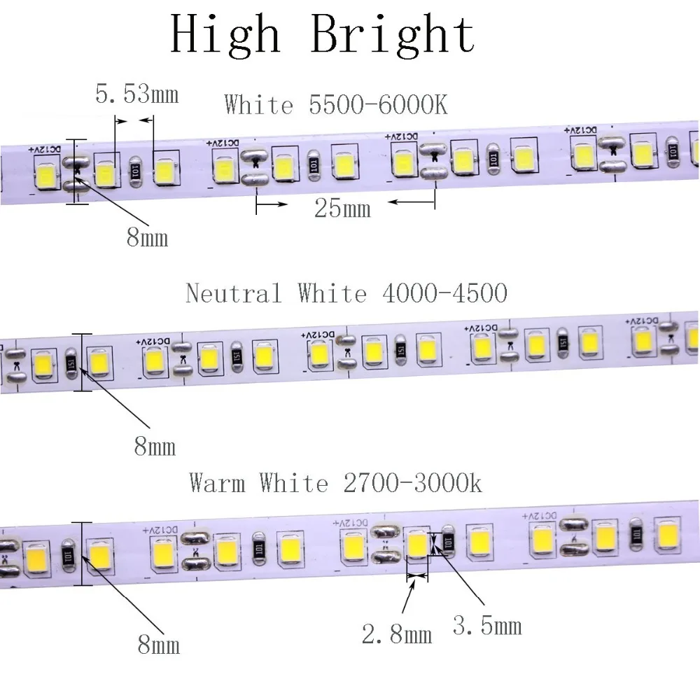 2835 120led s/метр 600 светодиодный s/5m 4000k стерильные натуральные теплые белые