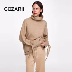 COZARII 2018 BTS женский свитер английский стиль манжеты шнурок бант turuleneck обычный модный свитер женские Топы Большие размеры