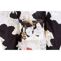 Black Woman Lady Japanese Tradition Yukata Kimono With Obi Flower Vintage Evening Dress Cosplay Costume One size ZW01 - Image 4