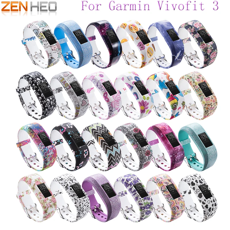 

Watch band For Garmin Vivofit 3 Silicone Flowers Replacement Wrist Band Strap Metal Buckle For Garmin Vivofit 3 Bracelet Strap