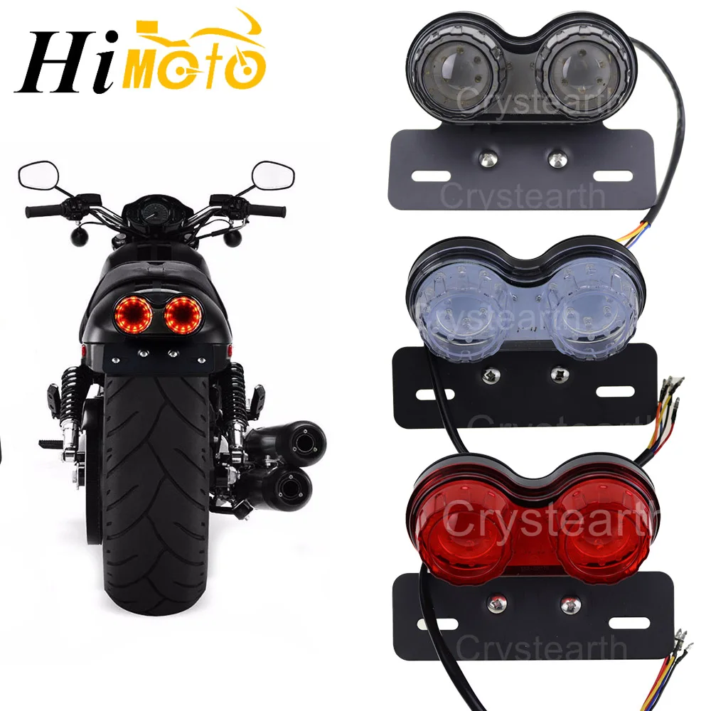 

Vintage Cafe Racer Flashers Universal Motorcycle LED Brake Light License Plate Frame Turn Signal Tail Light For Harley Yamaha