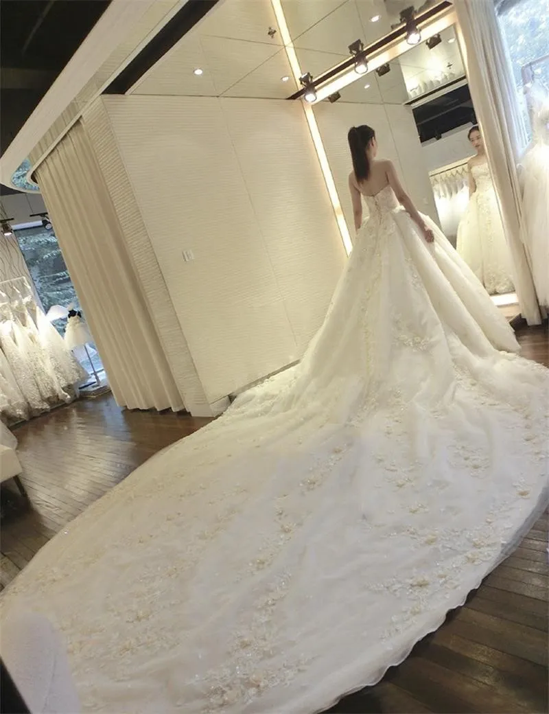 

trouwjurk Robe De Mariage Luxury Wedding Dress 2019 Strapless White Ball Gown Sexy Wedding Dresses Applique Vestido De Noiva