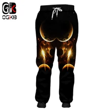 OGKB Новые повседневные тренировочные штаны для женщин/мужчин с 3d принтом Galaxy Space спортивные штаны Moon Joggers Hombre Fit Slim fitness Drawstring pants 5XL