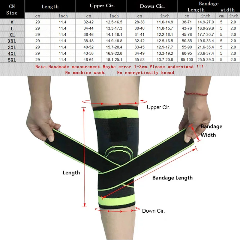 5XL basketball tennis hiking cycling knee brace support 3D weaving Pressurized Straps bandage Sports knee pads Patella Guard 1pc