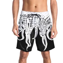 Пляжная одежда обшитые мужские шорты кэжуал Devilfish 3D шорты штаны с принтом Для мужчин одежда 2018 Лето шнурок свободные шорты