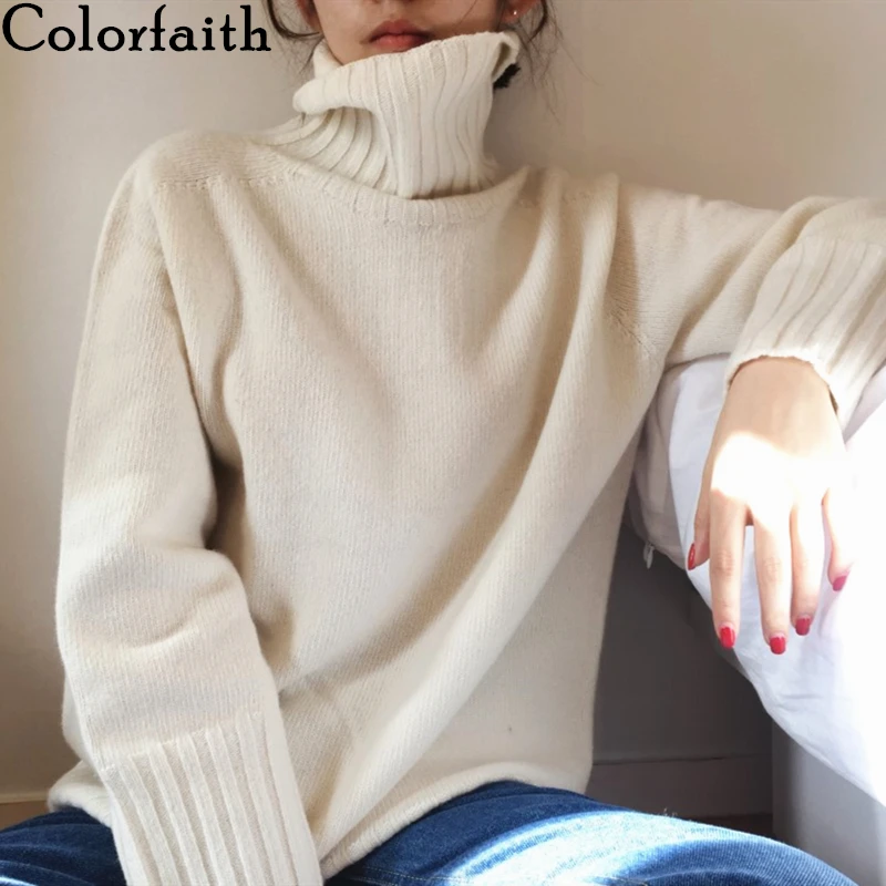Colorfaith Новинка 2019 осень зима женские свитера пуловер вязаная водолазка