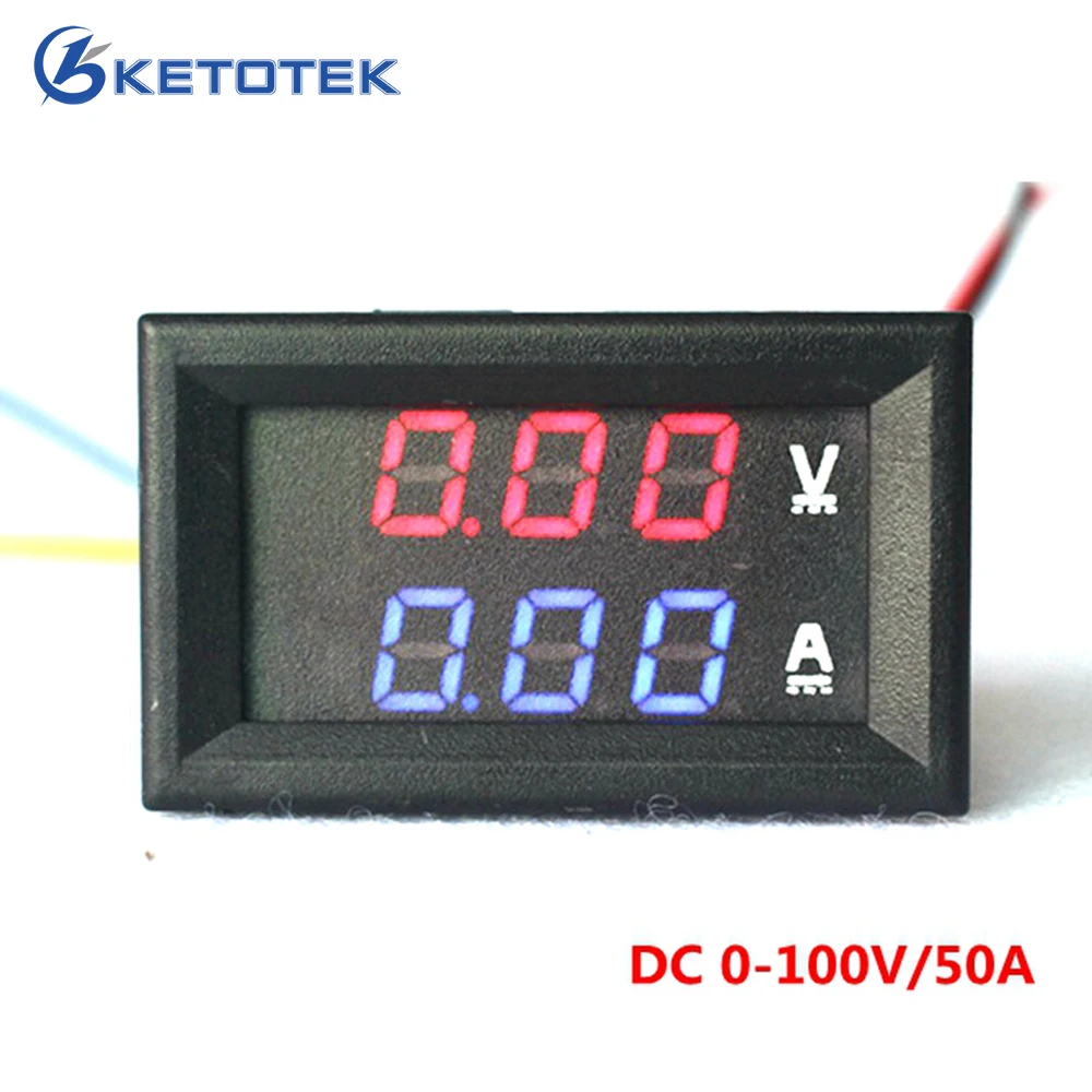 YB27VA DC 0 100 В/50A цифровой амперметр вольтметр 2 в 1 Цифровой Напряжение Amp