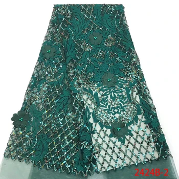 

High Quality African Nigerian Lace Fabric With Squines For Party dress Wedding Dress 5yards French Net Lace Fabric AMY2424B-2
