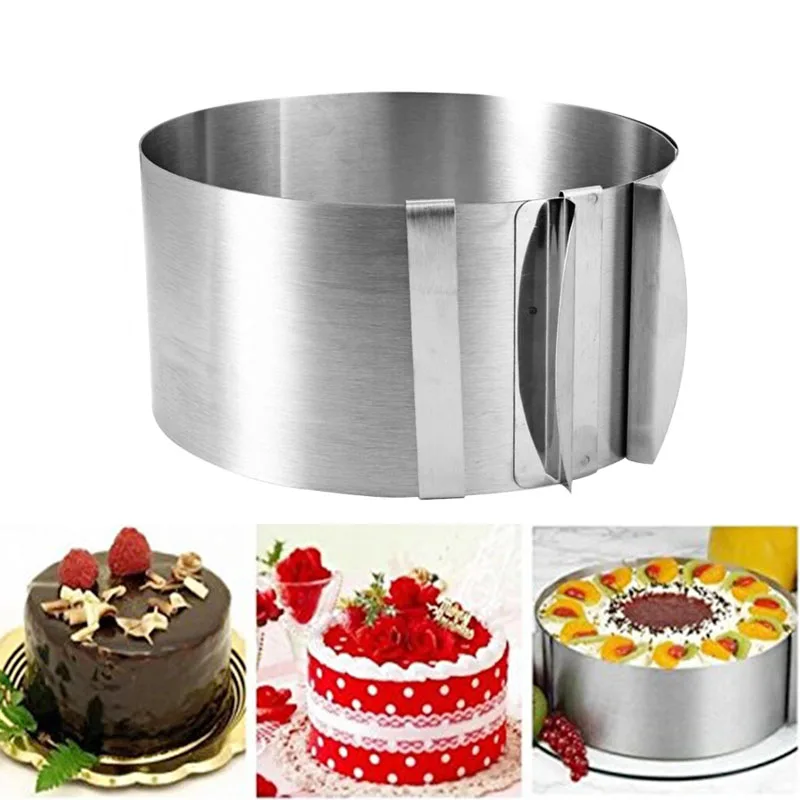 

New Arrival Hot Sale Retractable Stainless Steel Circle Mousse Ring Baking Tool Set Cake Mould Mold Size Adjustable Bakeware