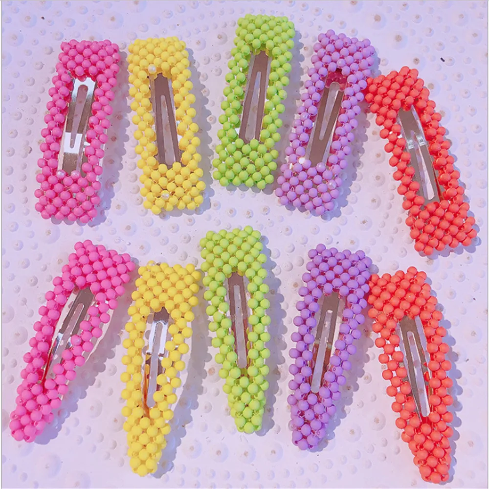 

Korea Fashion Fluorescent Color Frosted Beads Fairy BB Clip Student Girl Simple Cute Beading Beautiful Hairpins Hair Accessories