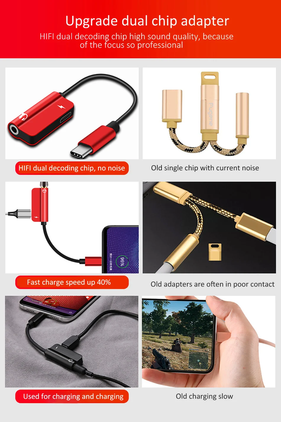 !ACCEZZ 2 in 1 USB Type C Fast Charger 3.5mm Adapter For Xiaomi Mi 6 Huawei Mate 10 Pro Jack Headphone Audio&Charging Splitter (3)