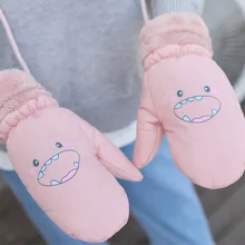 Зимние женские плюс плюшевые толстые теплые ветрозащитные Холтер милые рукавицы Мультфильмы для женщин искусственная кожа поверхность перчатки для велоспорта B12