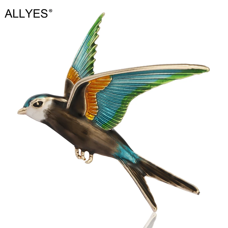 

ALLYES Colorful Enamel Swallow Brooches For Women Party Clothes Collar Hat Scarf Pin Ladies Animal Bird Brooch Female Jewelry