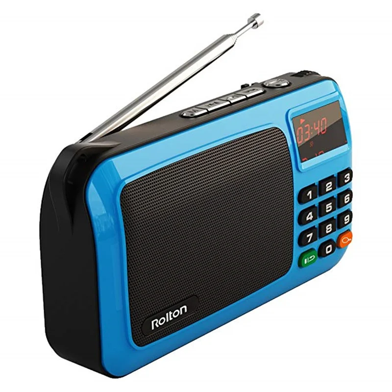 Мини Портативный FM радио Rolton W405 перезаряжаемый Ручной FM MP3 музыкальный плеер динамик USB TF радиоприемник с светодиодный дисплеем - Цвет: Blue radio