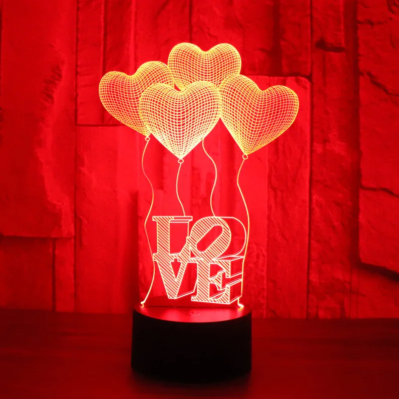 3D LED Night Lights Love Balloon Decoracao Quarto Battery Lamp Colorful Touch Nightlight Motion Sensor Light Drop Shipping | Лампы и