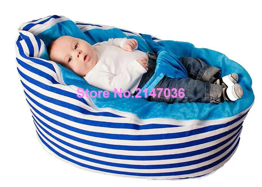 Blue stripes cotton fabric Baby bean bag sleeping chair, Promotion cheap price kids beanbag sofa beds Blue stripes cotton fabric Baby bean bag sleeping chair, Promotion cheap price kids beanbag sofa beds