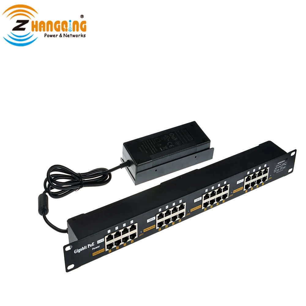 Passive 16 Port Gigabit PoE Patch Panel Security PoE Injector With 48V