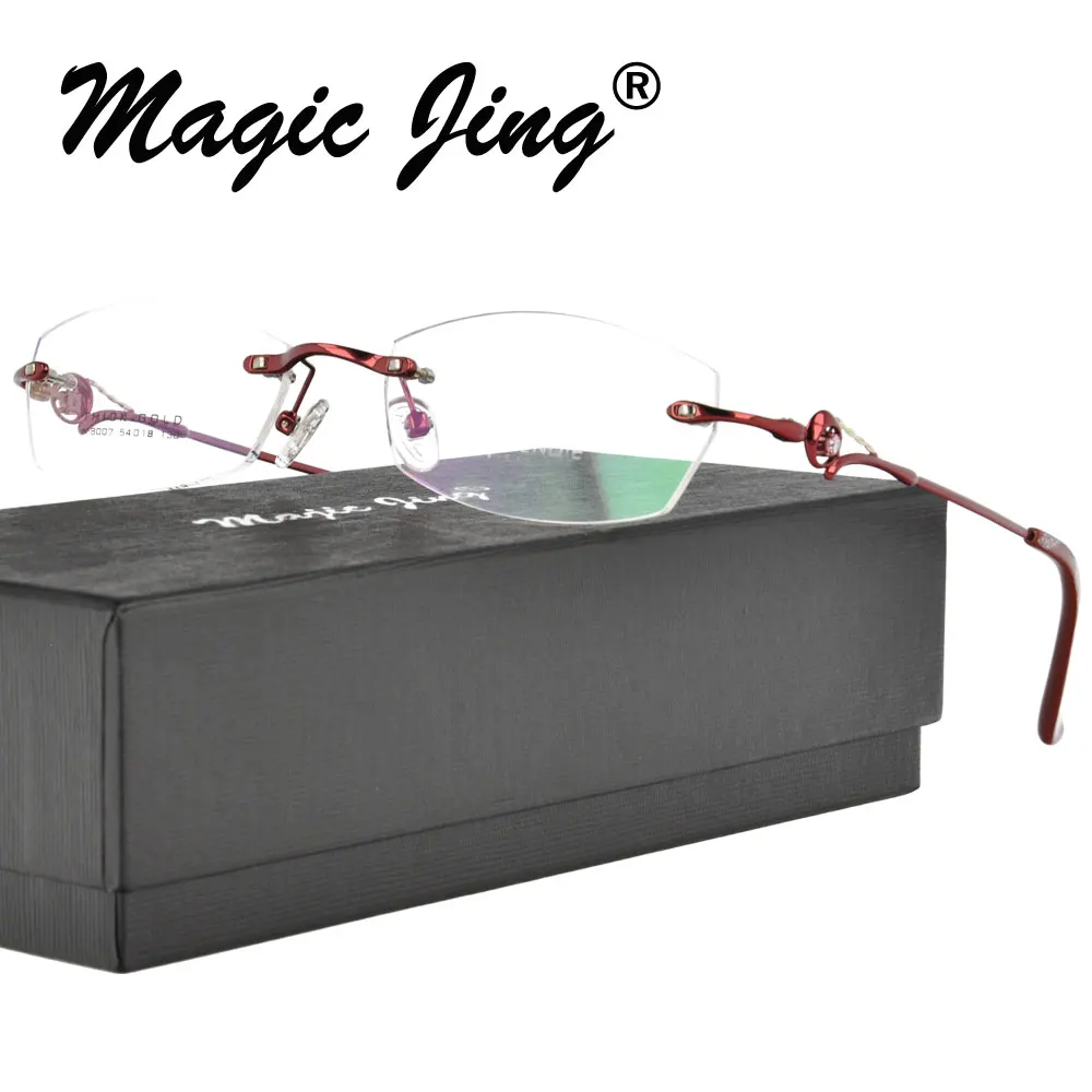 

Magic Jing Metal optical frames myopia eyewear eyeglasses rimless spectacle frames for women N8007