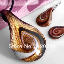 12 компл./лот Lampwork стеклянный муранский каплевидный кулон серьги шик
