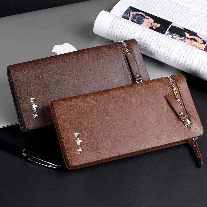 

Men's Designer Wallet Leather Secretary Checkbook Wallet Organizer RFID Blocking Long Wallets Bifold Wallet for Men Monedero