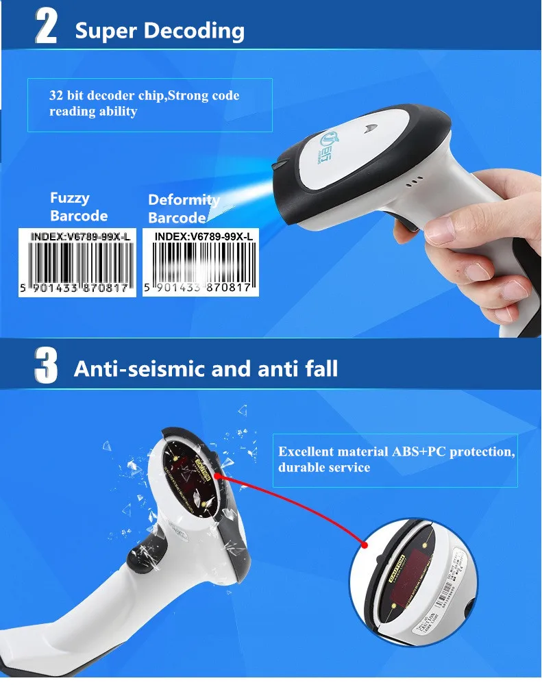 Scanner de Código de Barras Leitor de Código de Barras Lojas de Varejo com a Função de Armazenamento q2 sem Fio Arma Expressar Único Dedicado Supermercado 10 scanners market