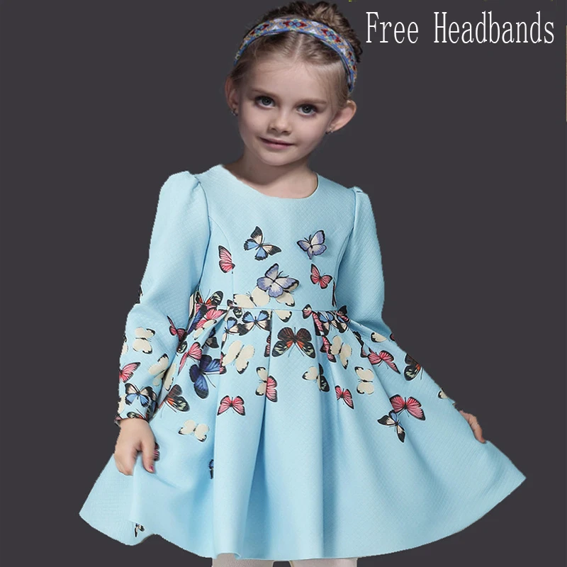 

Christmas Dress Fashion Princess Dress with Butterfly Winter Long Sleeve Kids Dresses for Girls European Style Children Dress