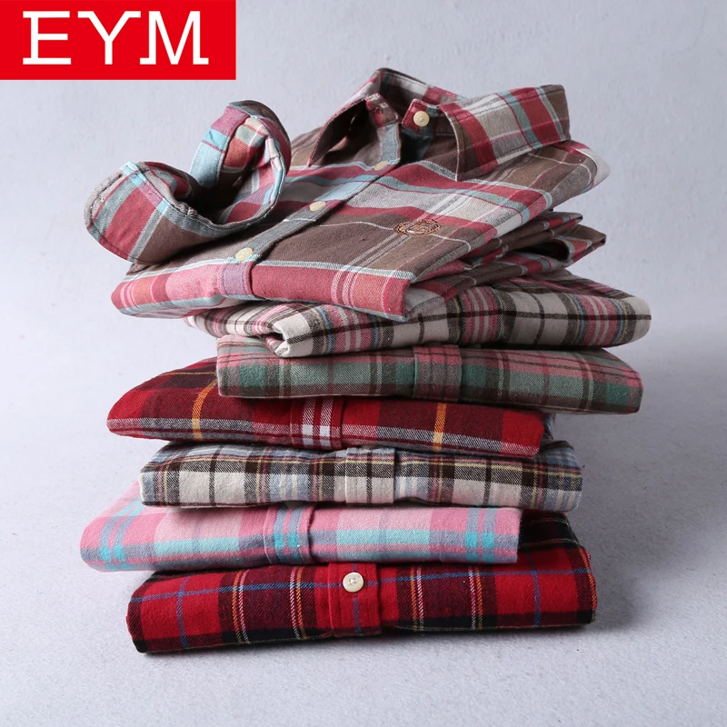 

Brand New Flannel Plaid Shirt Women 2018 High Quality Women Blouses 100%Cotton embroidery Casual Long Sleeve Shirt Tops 27 Color