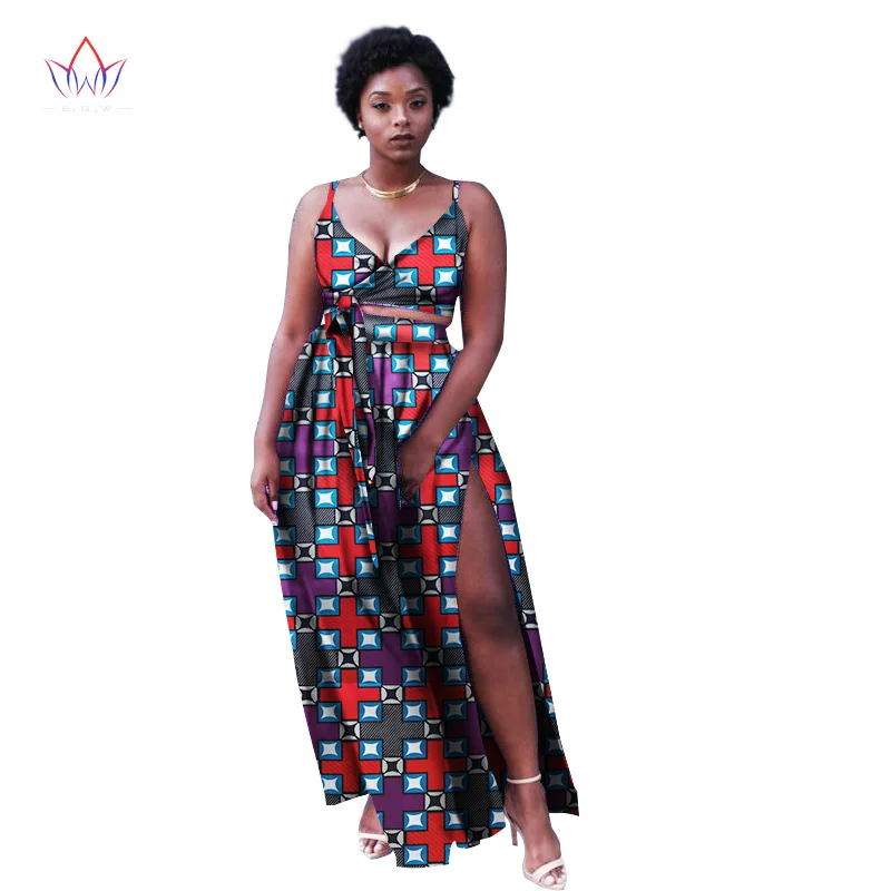 Летние африканские комплекты юбок для женщин Анкара воск батик печати костюм Африка Женская хлопковая ткань топ+ юбка одежда WY1365 - Цвет: 14