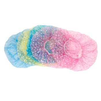 

TOP!- 6 Pcs Vinyl Disposable Shower Hair Cap Stretchy Bath Hat