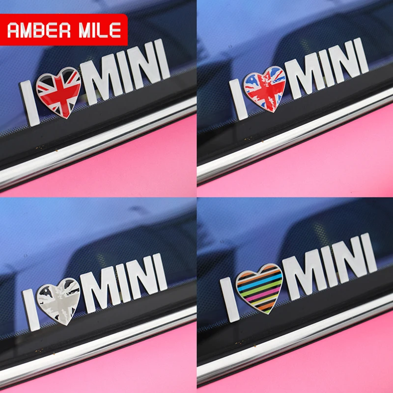 Наклейки AMBERMILE I LOVE MINI для кузова автомобиля наклейки Mini Cooper R56 R60 R55 R53 R50 F56 F55 F54 F60 JCW