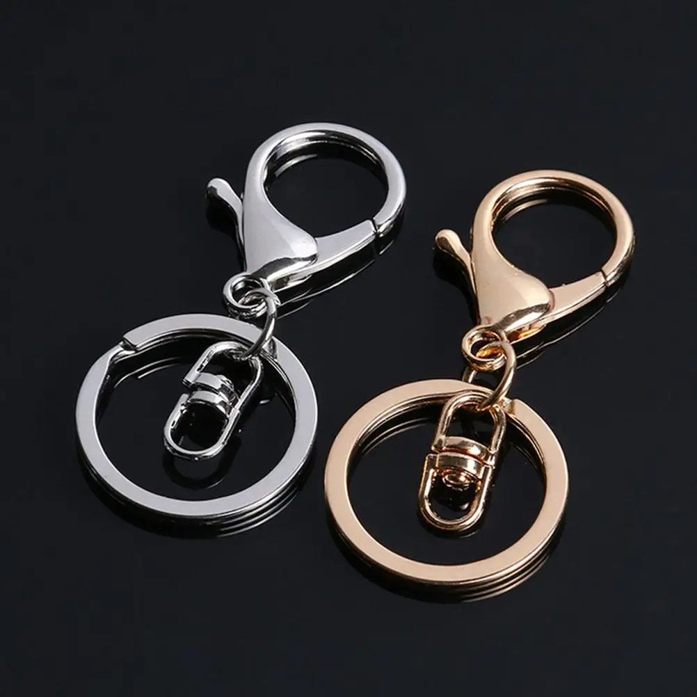 1/10PCS Round Ring Hooks Metal Hooks With Lobster Clasp Metal Swivel Lobster Clasp Clips Keychain Split Ring DIY Bag Jewelry