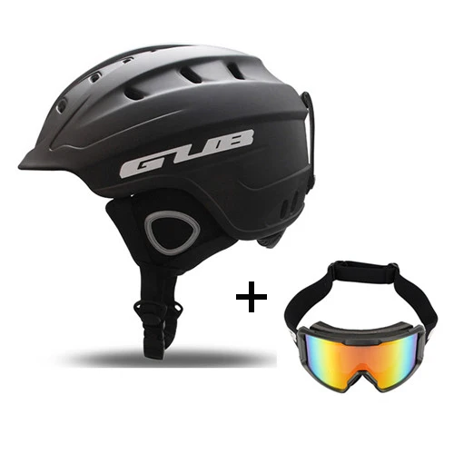 GUB лыжные очки шлем для взрослых снежные шлемы PC+ EPS безопасный скейтборд шлем для сноуборда 59-61 см - Цвет: helmet plus goggles