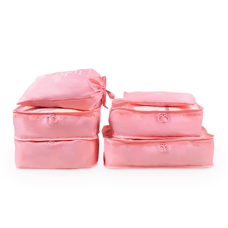 Ruputin 6 шт./компл. высокое качество ткань Водонепроницаемый Путешествия сетки в мешке Чемодан Упаковка Куб для Аксессуары для путешествий - Цвет: Pink