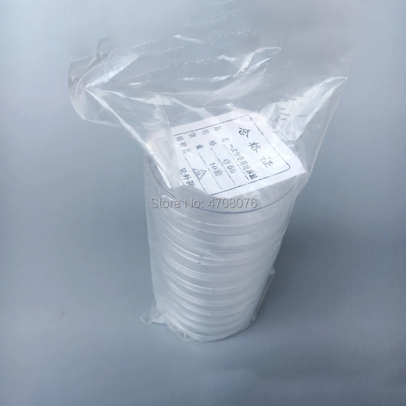 plástico esterilizada para testes de laboratório, diâmetro 60mm, 10 unidades