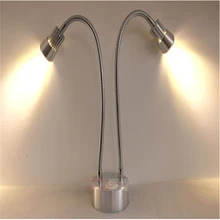 3 года гарантии 2*1/2*3 Вт подзарядка Светодиодный точечный светильник, аккумуляторная батарея беспроводной дисплей лампа, двойная головка 30 см гибкая трубка