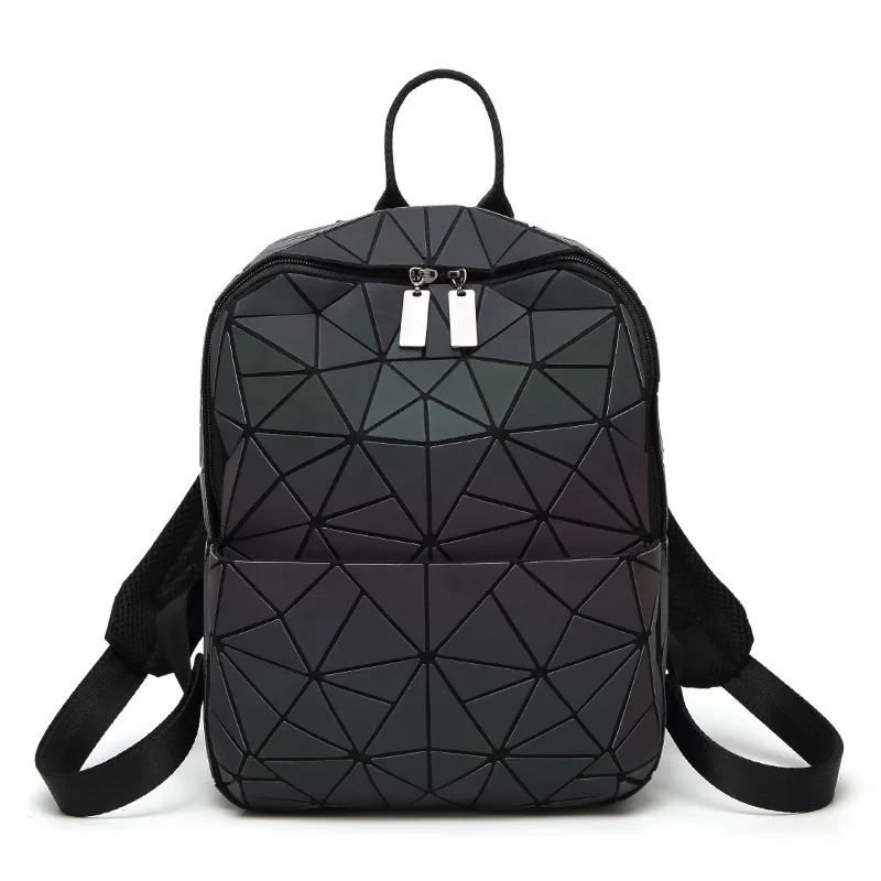 

New Women Laser Backpack Geometric Shoulder Bag Student's School Bag Hologram Luminous Backpack Laser Silver Baoba Backpack Sac