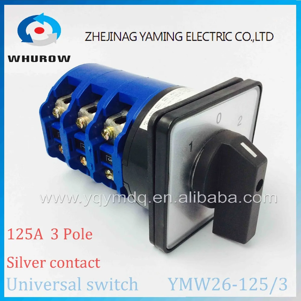 

YMW26-125/3 Universal Rotary switch 3 position knob 1-0-2 125A 60V-690V 3 phase High quality changeover cam motor switch