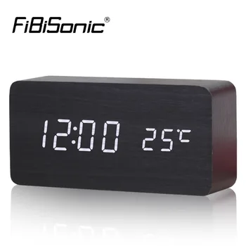 

Wooden wooden clock, digital clock, electronic clock and cost Multi-color FiBiSonic alarm clock with thermometer