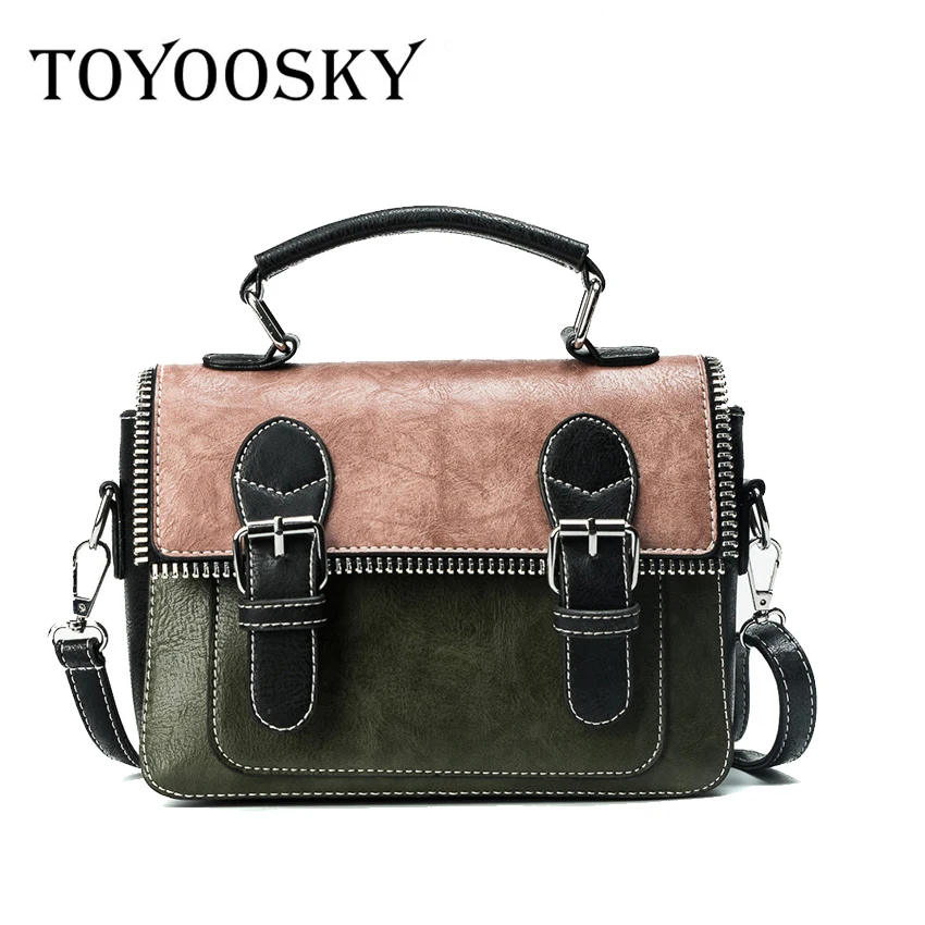 TOYOOSKY Women's PU Messenger Bag Female Panelled shoulder Handbags