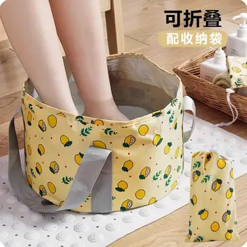 

Portable Bucket With Storage Bag Camping Collapsible Washbasin Travel Foot Washtub