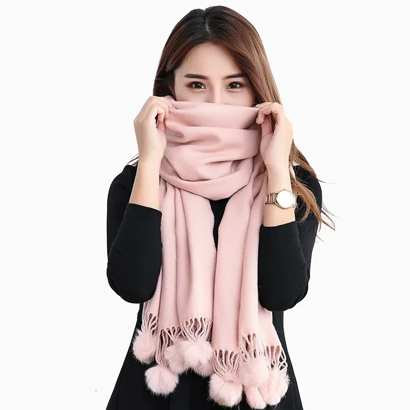 

Winter luxury Brand Solid Cashmere Scarf Women Long Blanket Scarf Wrap Wool Scarves Women Pashmina Shawls and Scarves Winter