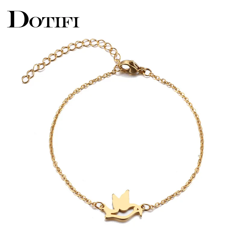 

DOTIFI Stainless Steel Bracelet For Women Man Pigeon Gold And Silver Color Pulseira Feminina Lover's Engagement Jewelry