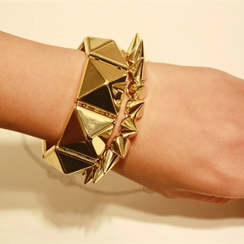 bracelets pyramid wide stretch cuff bangles bracelet rock jewelry rivets studs spike stud