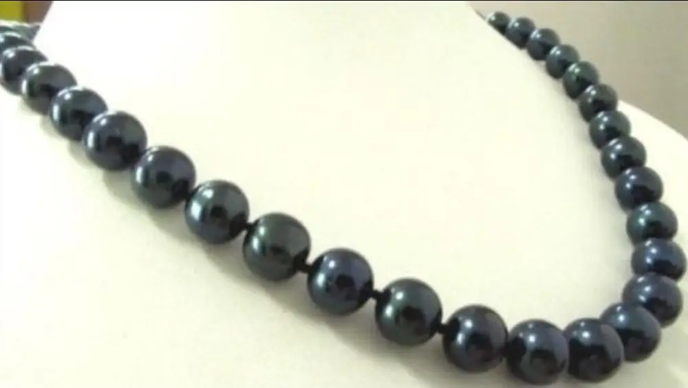 

CHARMING 20inch TRULY ROUND 10-11MM TAHITIAN BLACK PEARL NECKLACE GOLD CLASP @