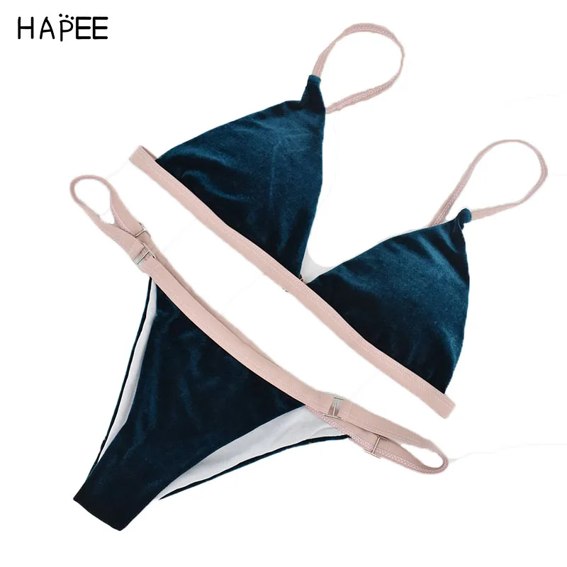 2017 New Velvet Bikini & Belt Bikini badpak dames Brazilian Bottom