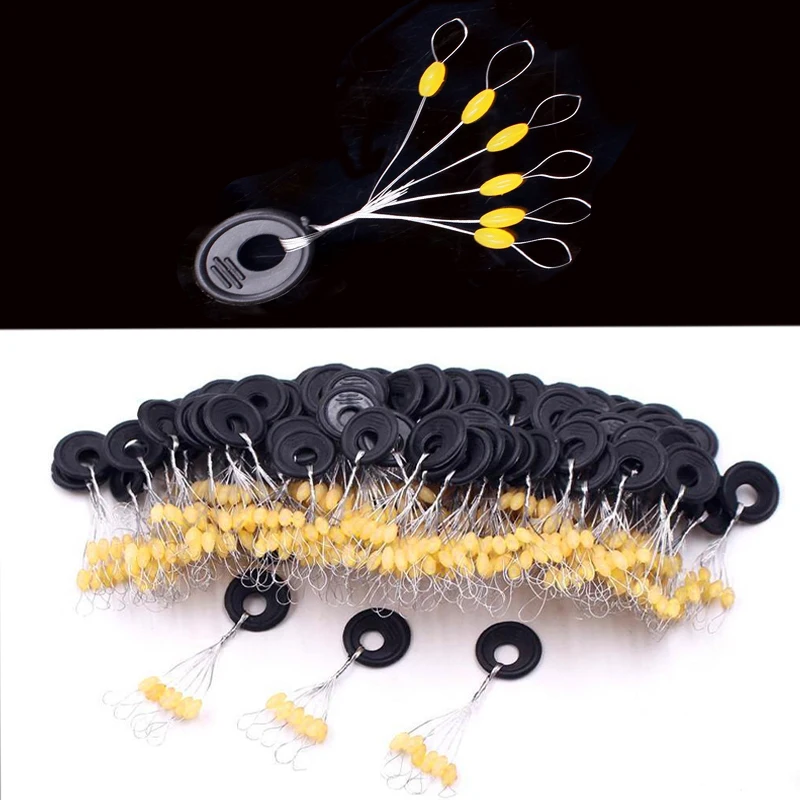 60pcs 10Group Black Space Beans Carp fly fishing equipment Not To Hurt The Vertical Line Stopper Fishing Line Resistance Tackle