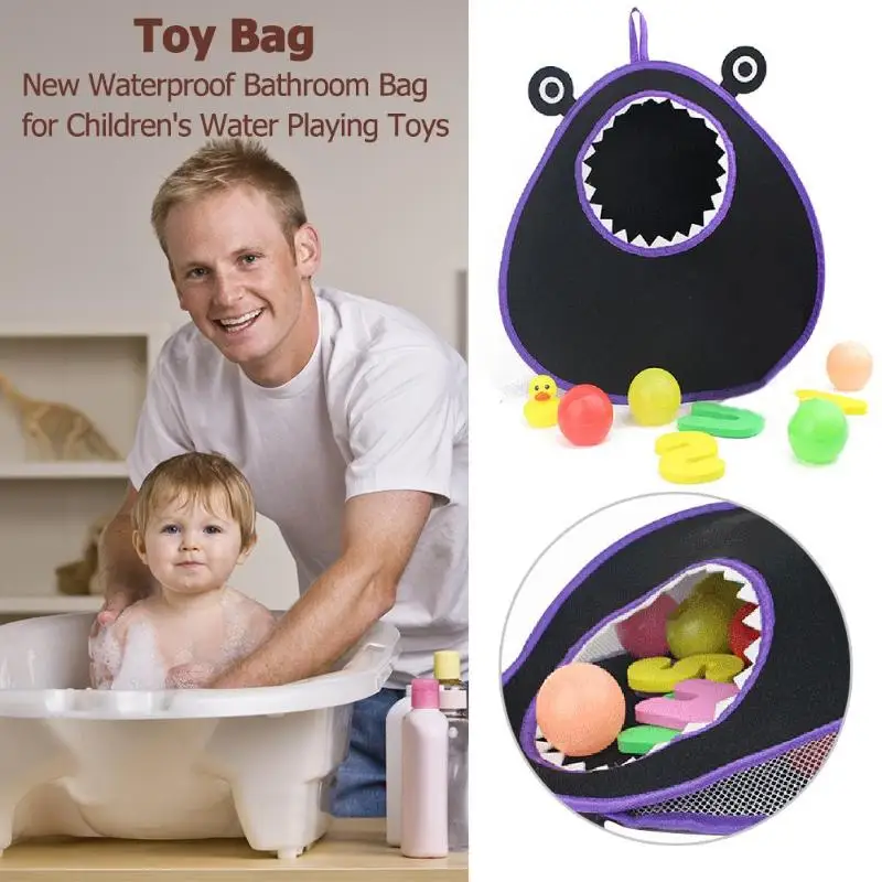 Waterproof Bathroom Children Bath Toys Storage Bag Hanging Bag w/Big Mouth