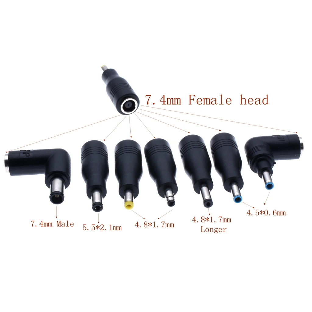 

DC 7.4mm x 5.0mm Female To Male 4.8*1.7 Right Angled Power Connector Adapter for DELL 7.4 to 4.5*0.6 for HP Laptop Tablet PC