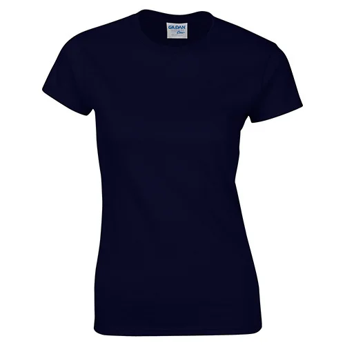 Gildan, высокое качество, 22 цвета, S-XL, простая футболка для женщин, хлопок, эластичные базовые футболки, Женские повседневные топы, футболка с коротким рукавом - Цвет: Navy Blue