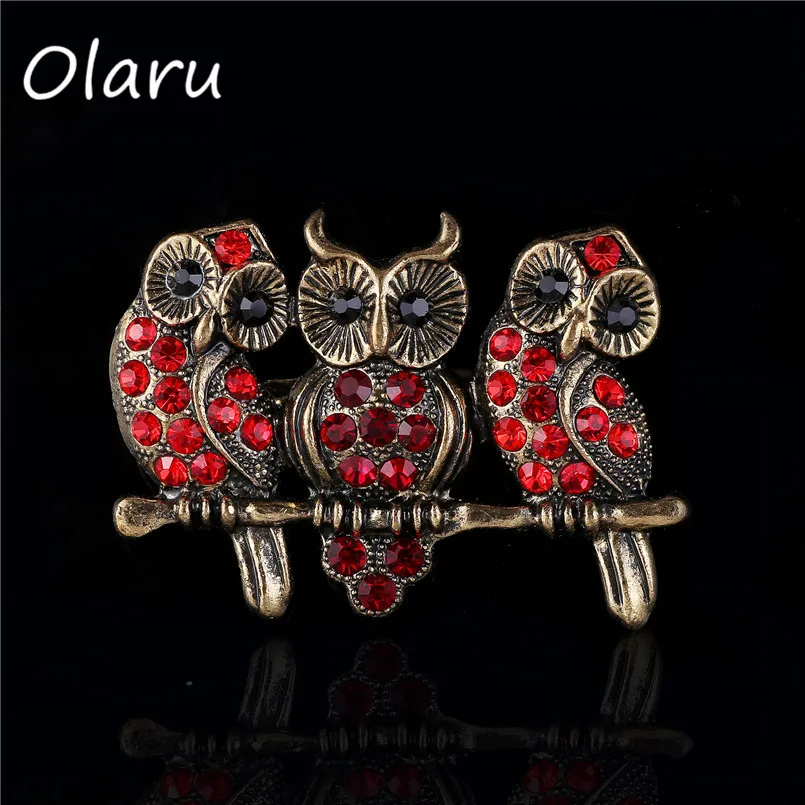 Olaru Extendy винтажная семейная брошь на воротник в виде совы с кристаллами ювелирные